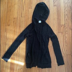 Black kids cardigan with hood